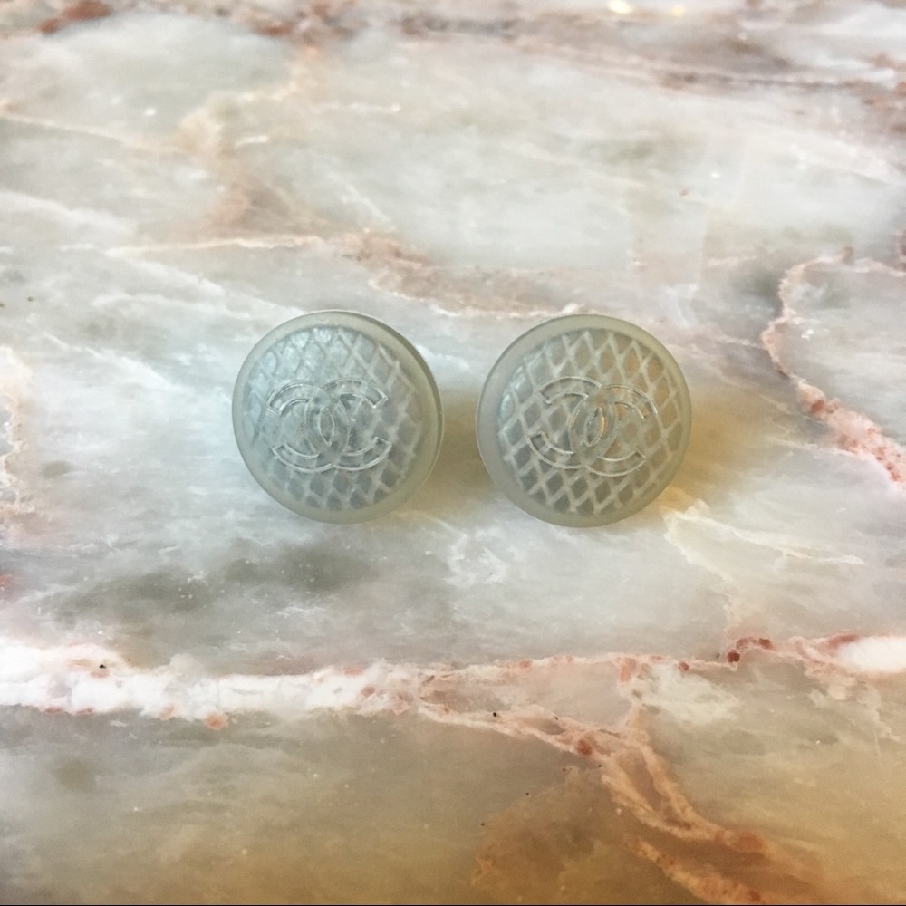Authentic Chanel CC Pierced Earrings